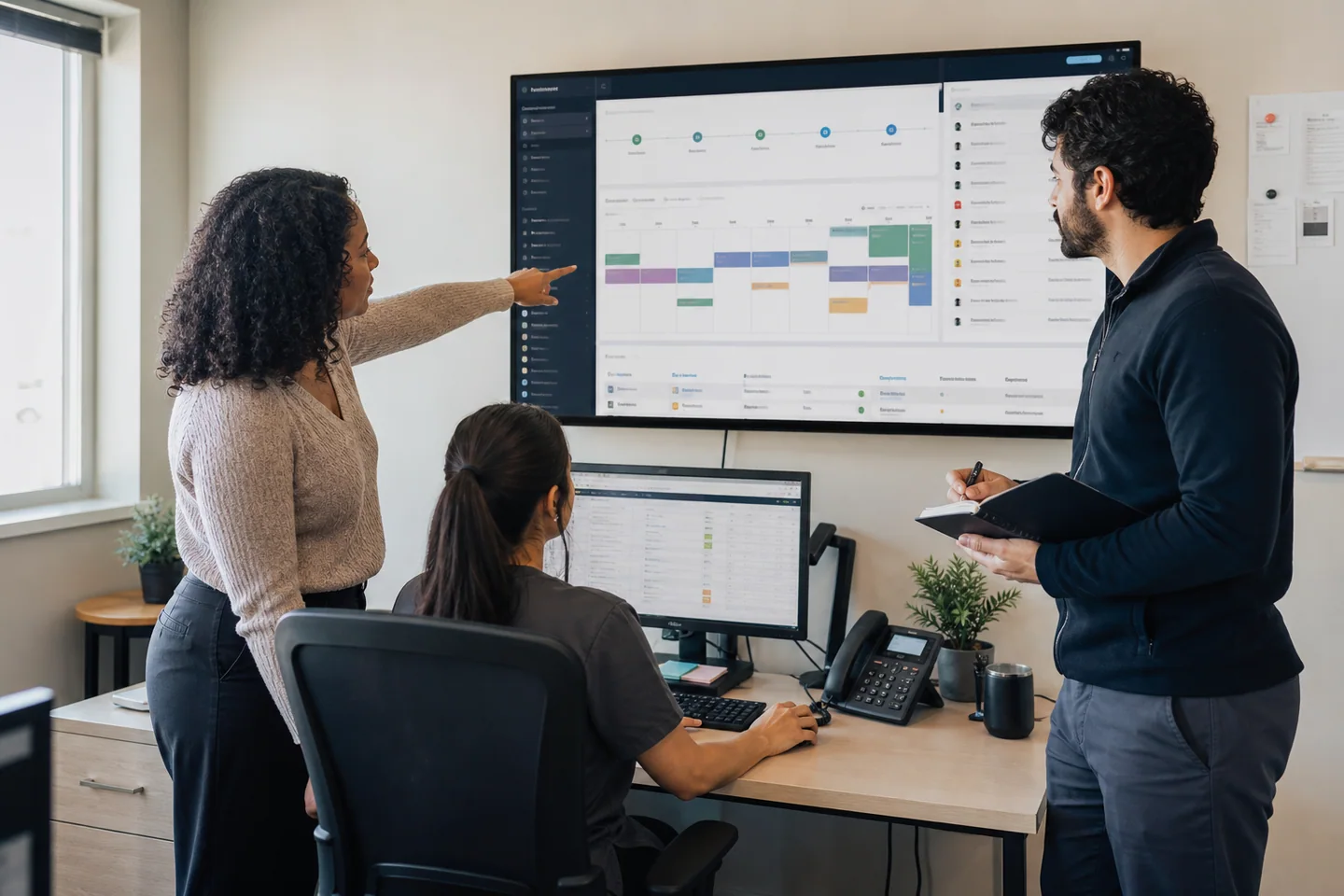 Healthcare staffing operations team coordinating automated scheduling and onboarding